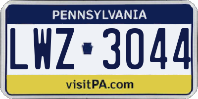 PA license plate LWZ3044