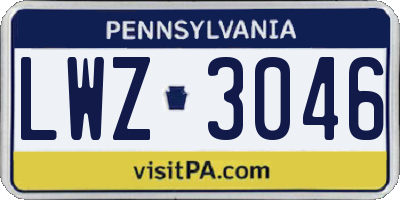 PA license plate LWZ3046