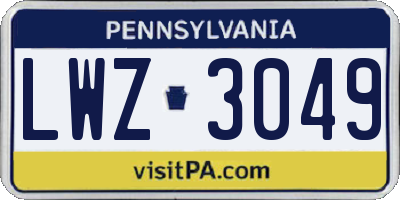 PA license plate LWZ3049