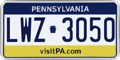 PA license plate LWZ3050
