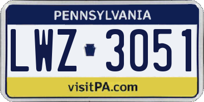 PA license plate LWZ3051