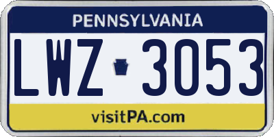 PA license plate LWZ3053