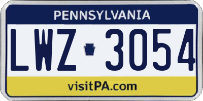 PA license plate LWZ3054
