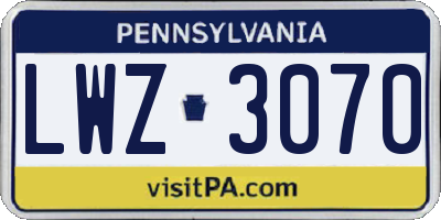 PA license plate LWZ3070
