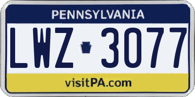 PA license plate LWZ3077