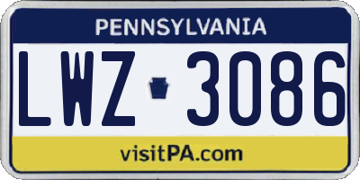PA license plate LWZ3086