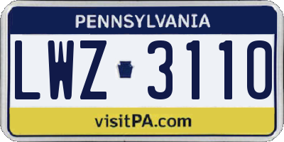 PA license plate LWZ3110