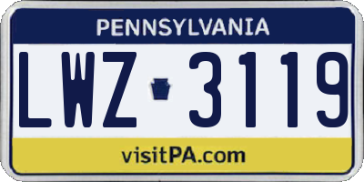 PA license plate LWZ3119
