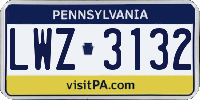 PA license plate LWZ3132