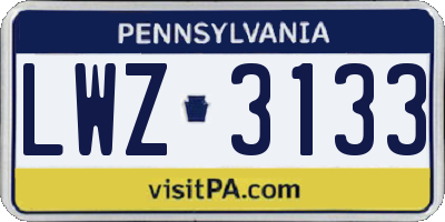 PA license plate LWZ3133