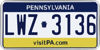 PA license plate LWZ3136