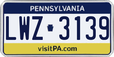 PA license plate LWZ3139