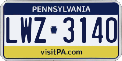 PA license plate LWZ3140