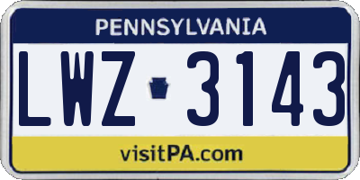PA license plate LWZ3143
