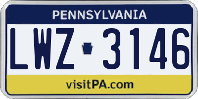 PA license plate LWZ3146