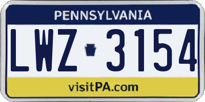 PA license plate LWZ3154