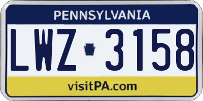 PA license plate LWZ3158