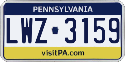 PA license plate LWZ3159