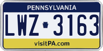 PA license plate LWZ3163