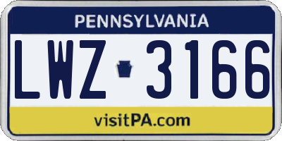 PA license plate LWZ3166