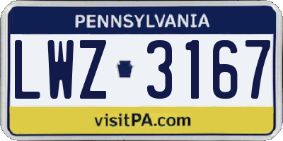 PA license plate LWZ3167