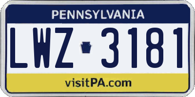 PA license plate LWZ3181