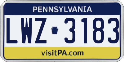PA license plate LWZ3183