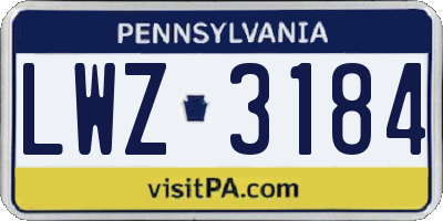 PA license plate LWZ3184