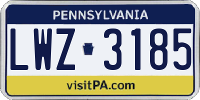 PA license plate LWZ3185