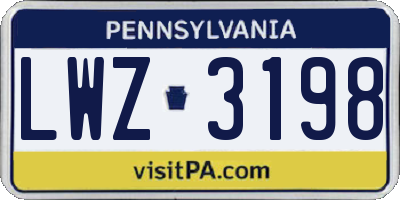 PA license plate LWZ3198