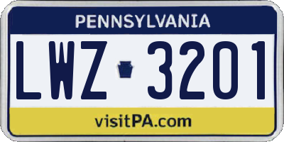 PA license plate LWZ3201