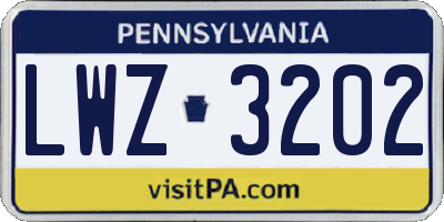 PA license plate LWZ3202