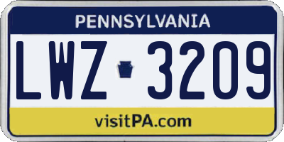PA license plate LWZ3209