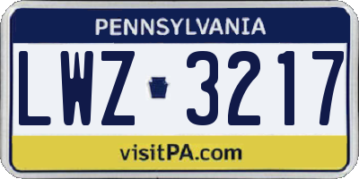 PA license plate LWZ3217