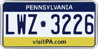 PA license plate LWZ3226