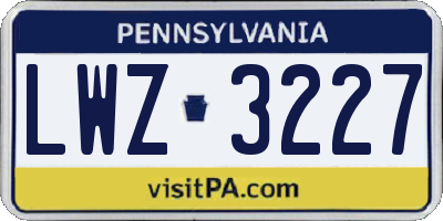 PA license plate LWZ3227