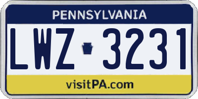 PA license plate LWZ3231