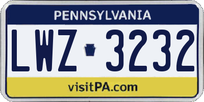 PA license plate LWZ3232