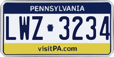 PA license plate LWZ3234