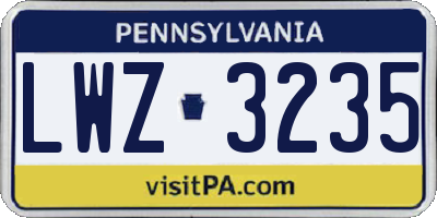 PA license plate LWZ3235