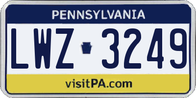 PA license plate LWZ3249