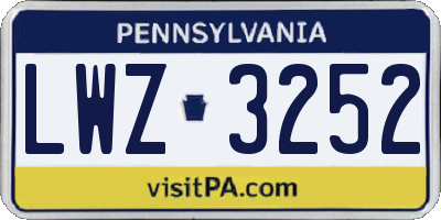 PA license plate LWZ3252