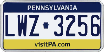 PA license plate LWZ3256