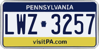 PA license plate LWZ3257