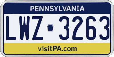 PA license plate LWZ3263