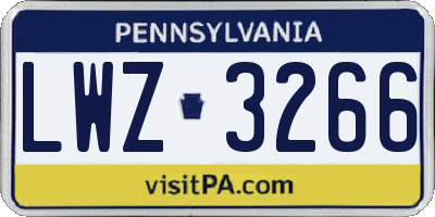 PA license plate LWZ3266