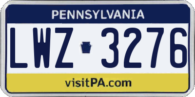 PA license plate LWZ3276