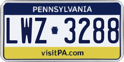 PA license plate LWZ3288