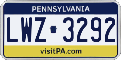 PA license plate LWZ3292
