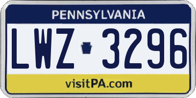 PA license plate LWZ3296